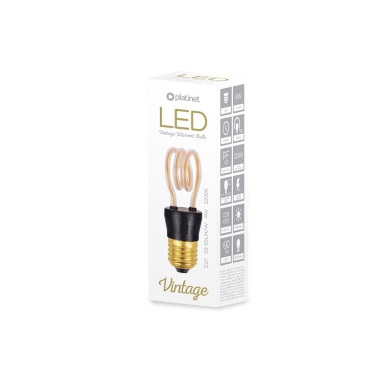 Platinet decoratieve LED lamp - GLASS ART - geinspireerd op de lampen van Thomas Edison ELONGATED 4W 230V 2200K E27