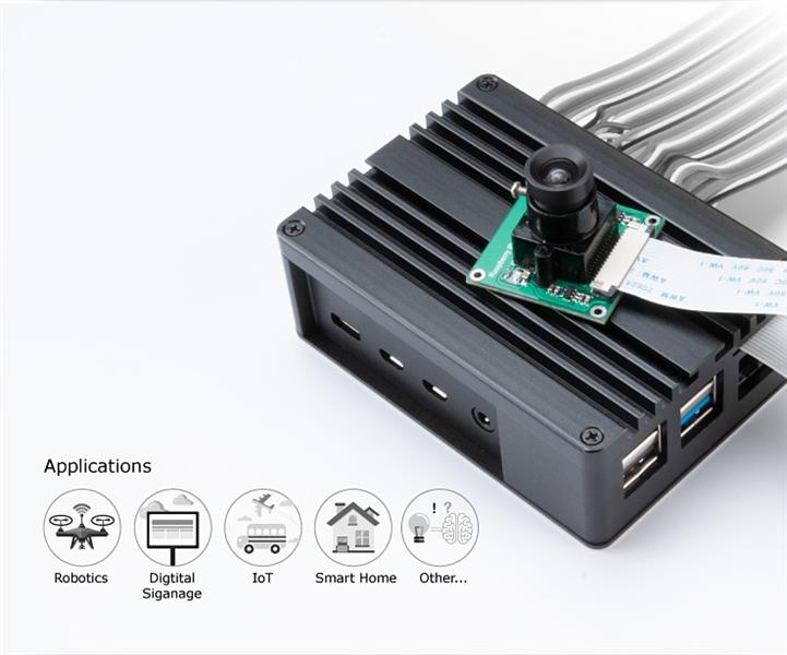 Akasa Gem Pi 4 Extended Aluminium case with Thermal Modules for Raspberry Pi 4 Model B SD Slot concealed 