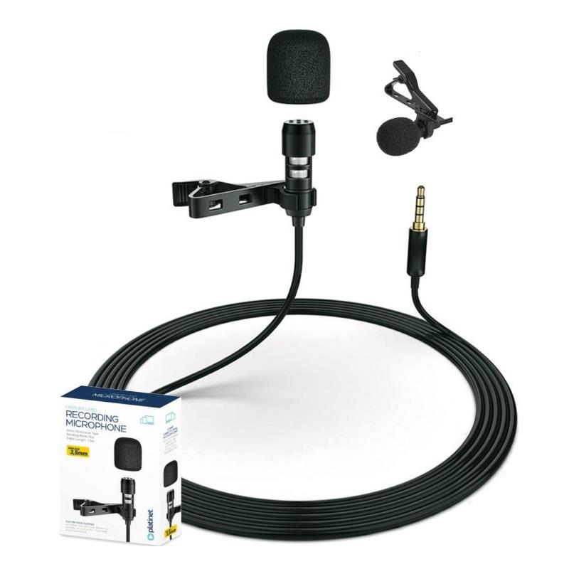 Platinet omni-directionele microfoon met clip en pop-filter kabel 1 5 m