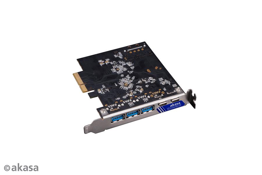 Akasa 10Gbps USB 3 2 Gen 2 Type-C and Type-A to PCIe Host Card 3 x A 2 x C 