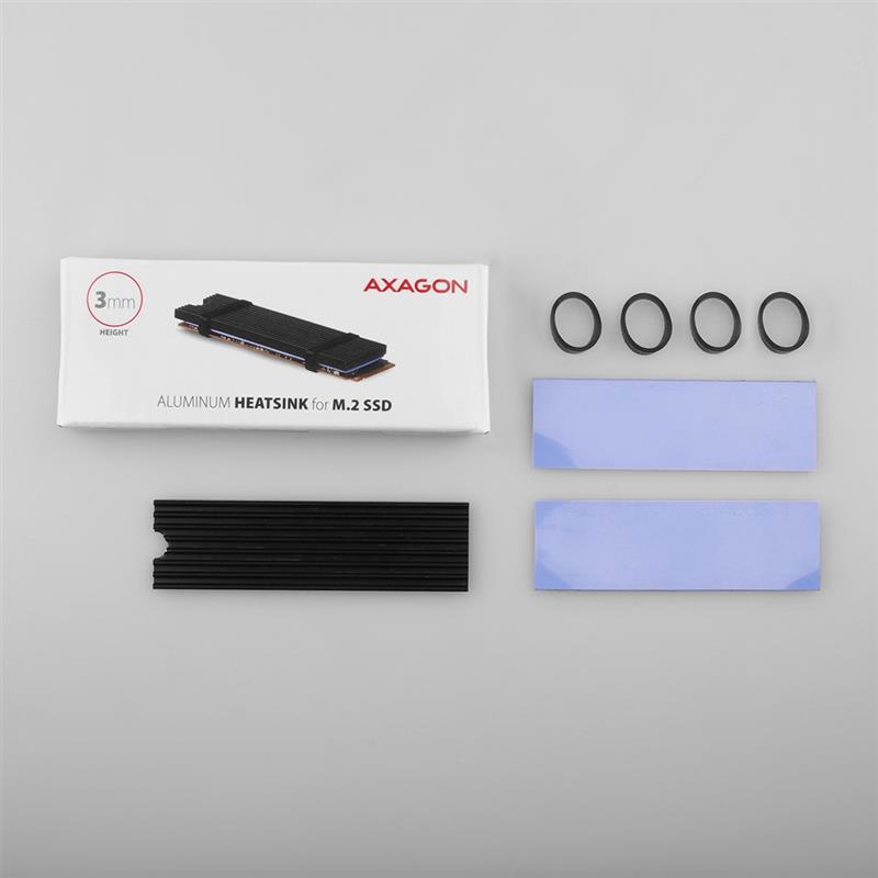 AXAGON passive - M 2 SSD 80mm SSD ALU body silicone thermal pads height 3mm