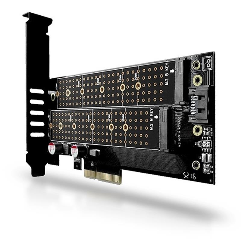 AXAGON PCI-E 3 0 4x - DUAL M 2 SSD NVMe SATA dual voltage up to 110mm SSD