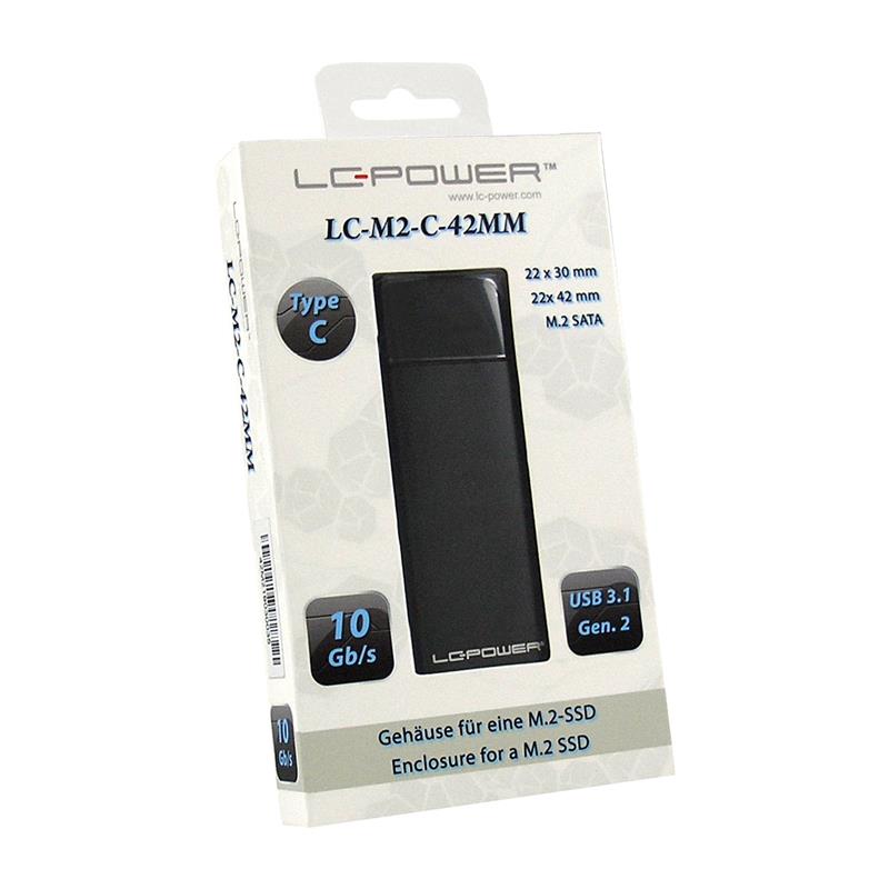 LC-Power LC-M2-C-42MM M 2 SATA SSD enclosure USB 3 2 Gen 2 black