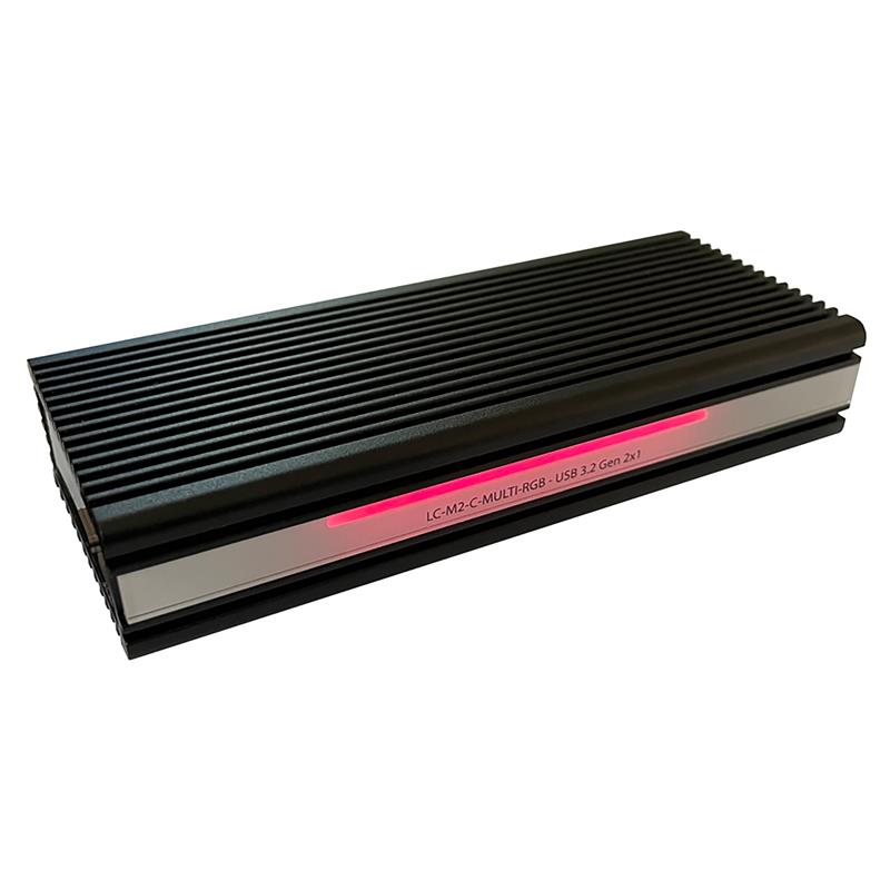LC-Power LC-M2-C-MULTI-RGB M 2 SSD enclosure NVMe SATA USB 3 2 Gen 2x1 RGB LED black