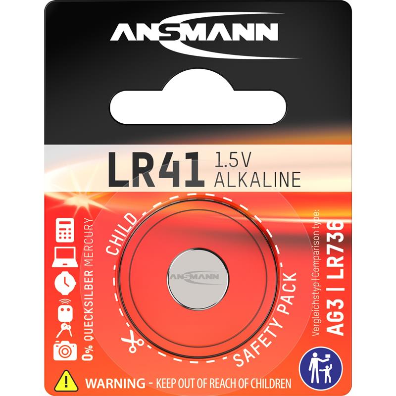 Ansmann button cell 1 5V alkaline type LR41 5015332 