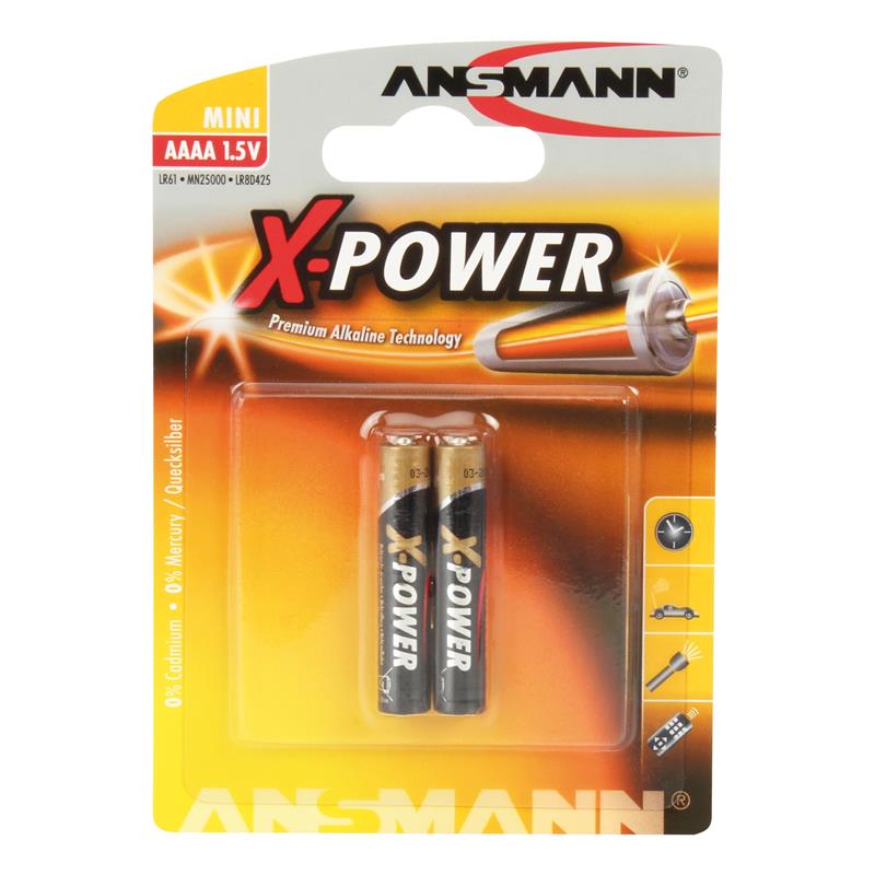 Ansmann alkaline X-Power battery AAAA pack of 2 1510-0005 