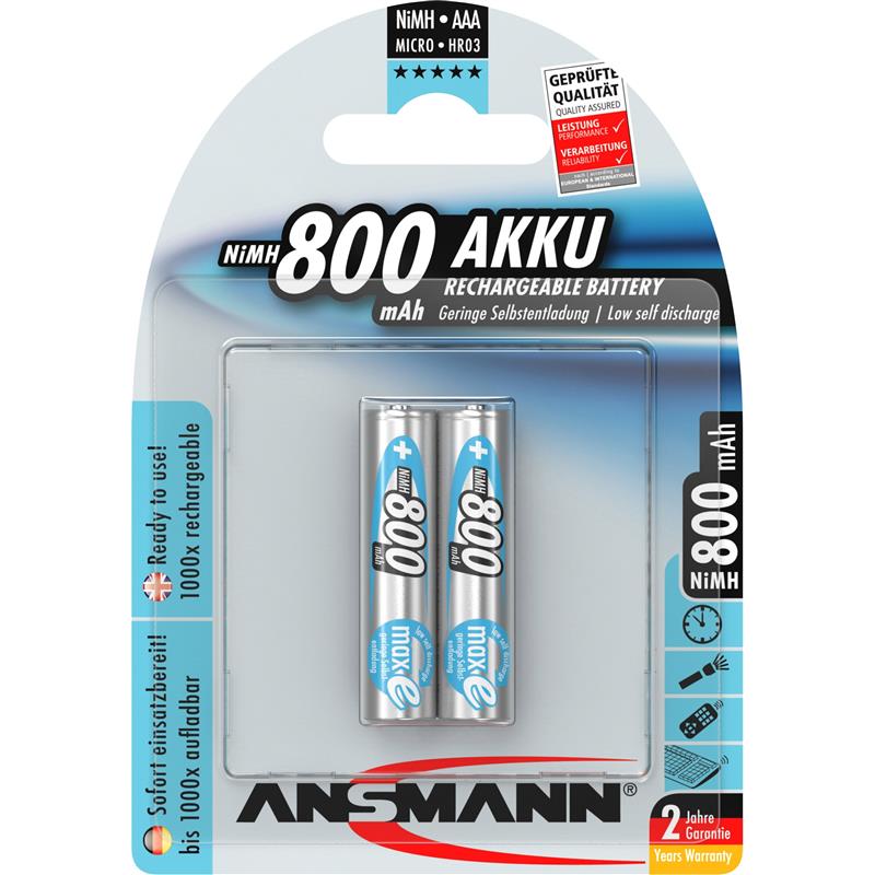 Ansmann maxE NiMH battery AAA 800mAh 2 pcs Blister 5030982 