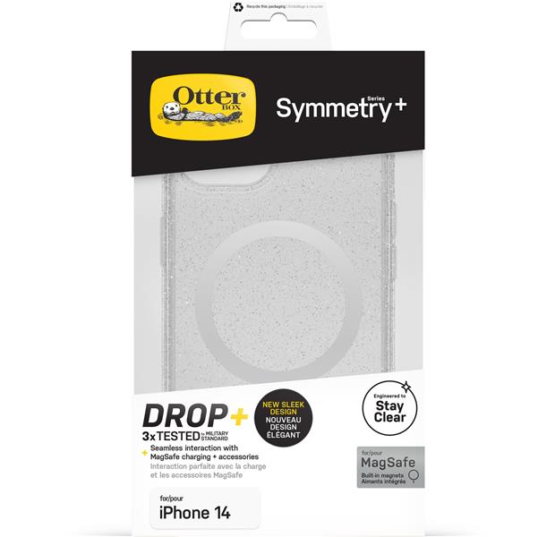 OtterBox Symmetry+ doorzichtige hoes voor iPhone 14/iPhone 13 voor MagSafe, schokbestendig, valbestendig, dunne beschermende hoes, 3x getest volgens m