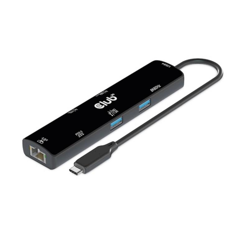 CLUB3D USB4™ Gen3x2 Type-C, 6-in-1 Hub with HDMI™ 8K60Hz or 4K120Hz, 2xUSB Type-A(10G), Ethernet RJ45(2.5G) and 2xUSB Type-C, 1x Data(10G) and 1xPD3.0