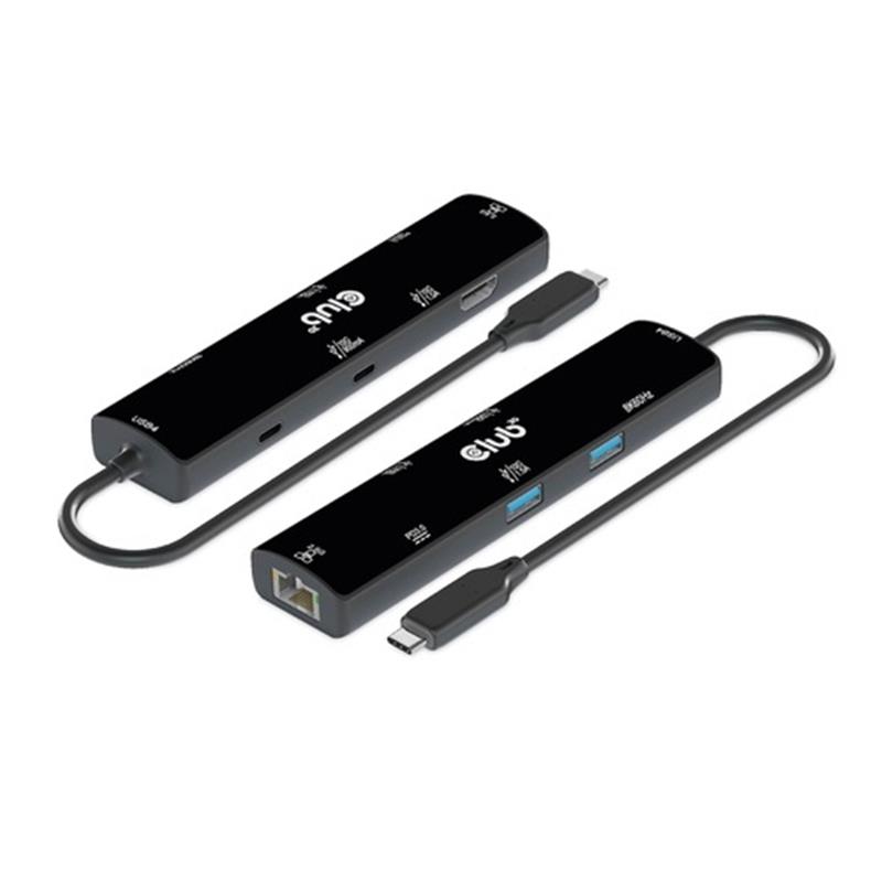 CLUB3D USB4™ Gen3x2 Type-C, 6-in-1 Hub with HDMI™ 8K60Hz or 4K120Hz, 2xUSB Type-A(10G), Ethernet RJ45(2.5G) and 2xUSB Type-C, 1x Data(10G) and 1xPD3.0