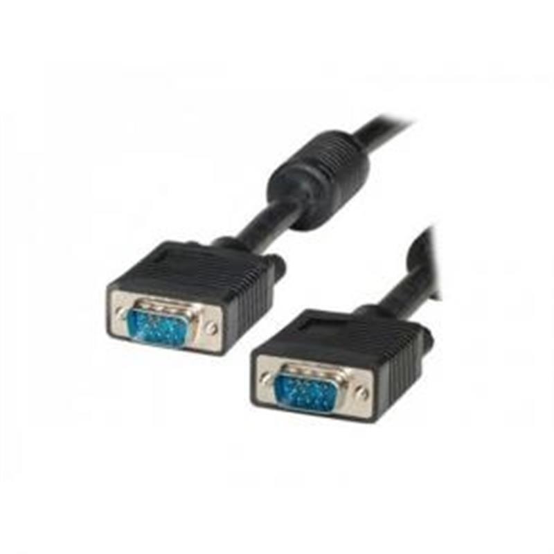 ADJ VGA Cable w ferriete core D-SUB 15-pin M M 10m Black Blister