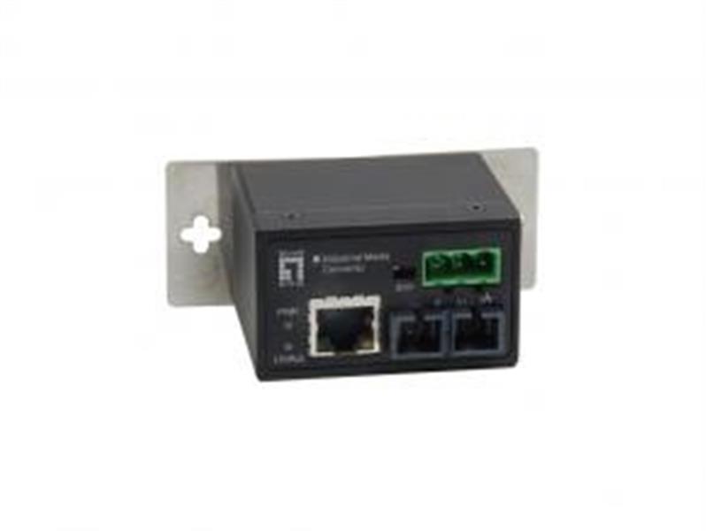 LevelOne IEC-4301 netwerk media converter 100 Mbit/s Single-mode Zwart