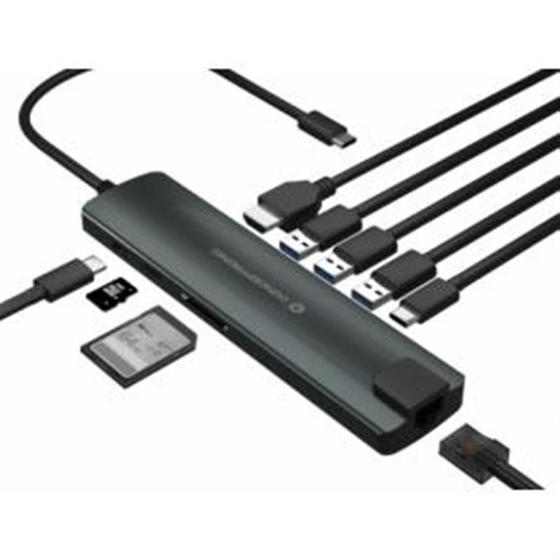 Conceptronic DONN06G interface hub USB 3.2 Gen 1 (3.1 Gen 1) Type-C 5000 Mbit/s Zwart, Zilver
