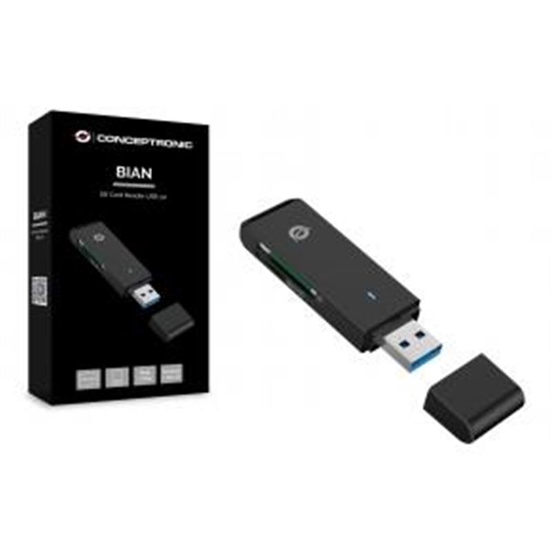 Conceptronic BIAN02B geheugenkaartlezer USB 3.2 Gen 1 (3.1 Gen 1) Type-A Zwart