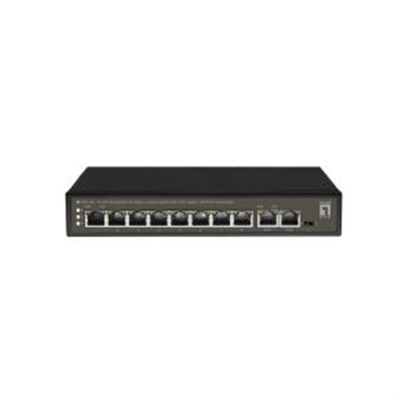 Levelone 8-Port Fast Ethernet PoE Switch 2 x Gigabit RJ45 8PoE Outputs 120W PoE Power