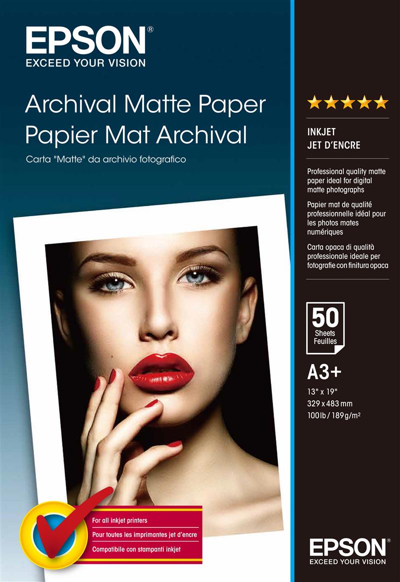 Epson Archival Matte Paper, DIN A3+, 189g/m², 50 Vel