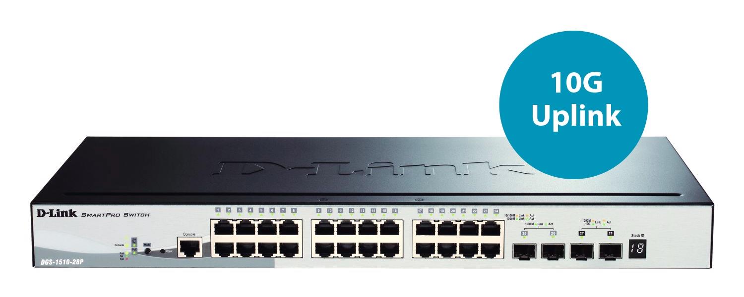 D-Link DGS-1510-28P netwerk-switch Managed L3 Gigabit Ethernet (10/100/1000) Zwart Power over Ethernet (PoE)