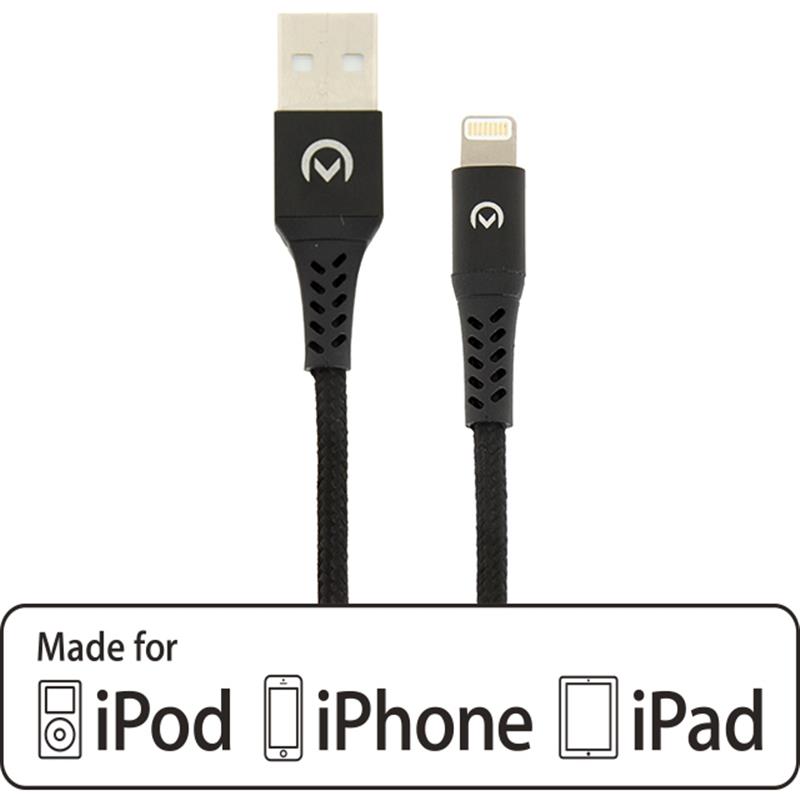 Mobilize Strong Nylon Cable USB to Apple MFi Lightning 20cm Black