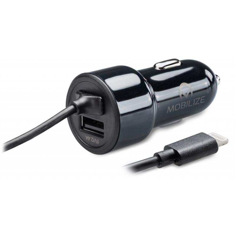 Mobilize Car Charger USB Apple MFi Lightning 24W 1m Black