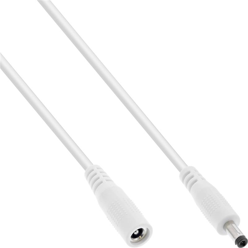 InLine DC extension cable DC plug male female 4 0x1 7mm white 1m