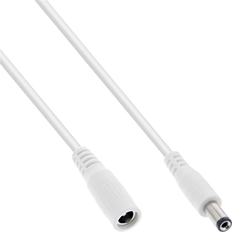 InLine DC extension cable DC plug male female 5 5x2 1mm AWG 18 white 2m