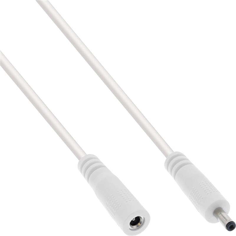 InLine DC extension cable DC plug male female 3 5x1 35mm AWG 18 white 2m