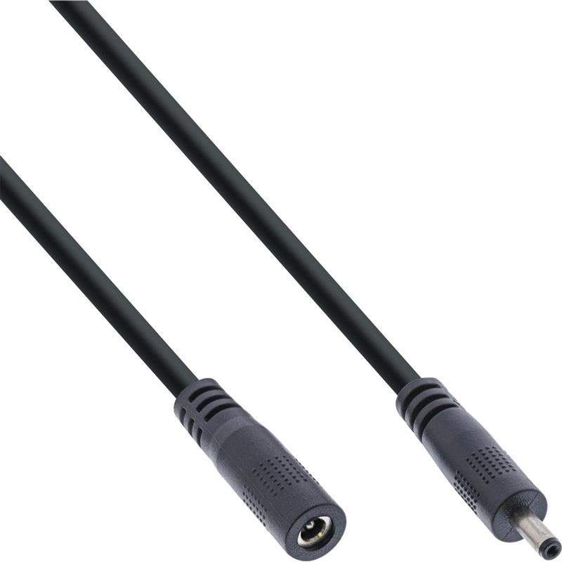 InLine DC extension cable DC plug male female 3 5x1 35mm AWG 18 black 2m