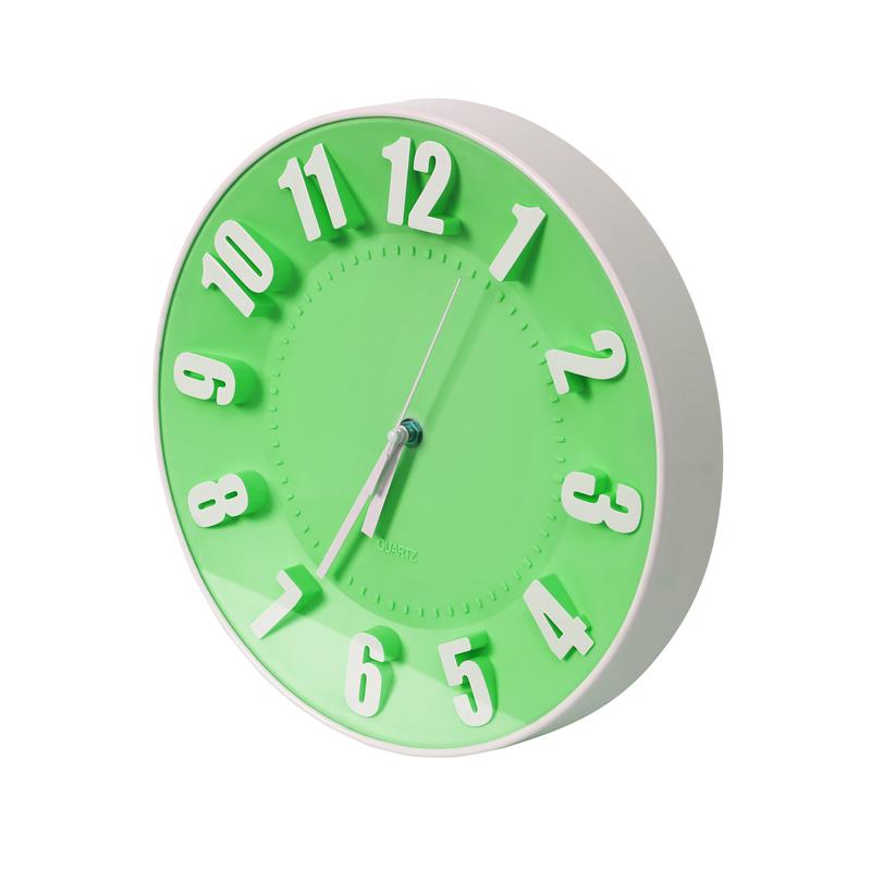 Platinet klok Today green kleurrijke wandklok ABS inclusief AA batterij