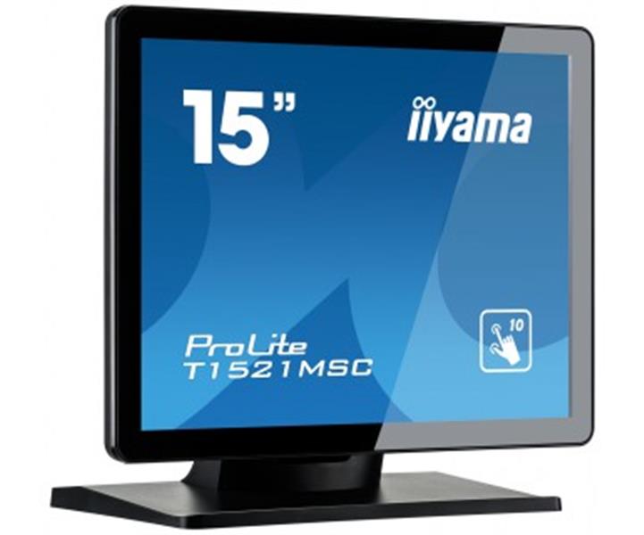iiyama ProLite T1521MSC-B1 touch screen-monitor 38,1 cm (15"") 1024 x 768 Pixels Zwart Multi-touch Tafelblad