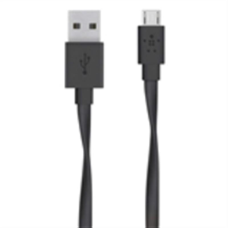 Belkin Flat Micro-USB to USB-A USB-kabel 1,2 m USB A Micro-USB A Zwart