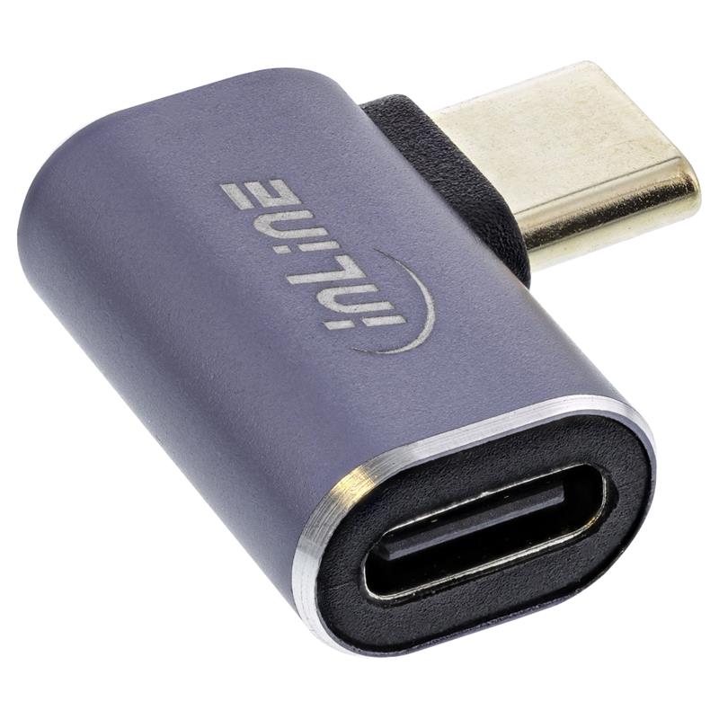 InLine USB4 Adapter USB Type-C male female right left angled aluminium grey