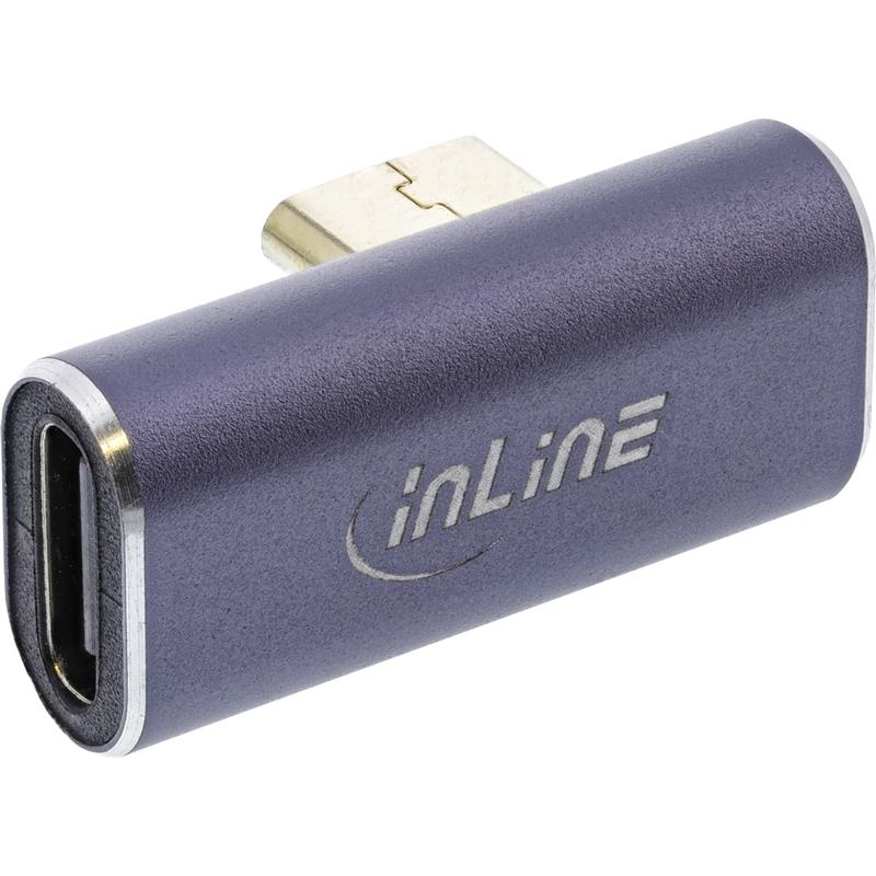 InLine USB4 Adapter USB Type-C male female vertical right left angled aluminium grey