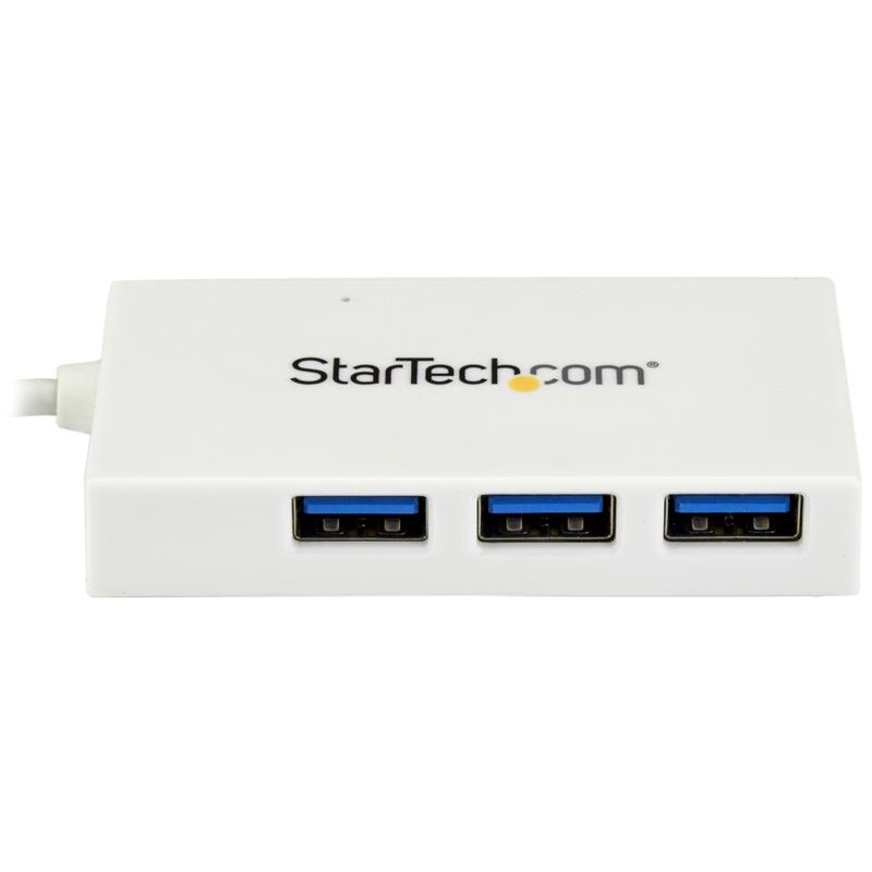 StarTech.com 4 poorts USB-C hub USB-C naar 1x USB-C en 3x USB-A USB 3.0 hub wit