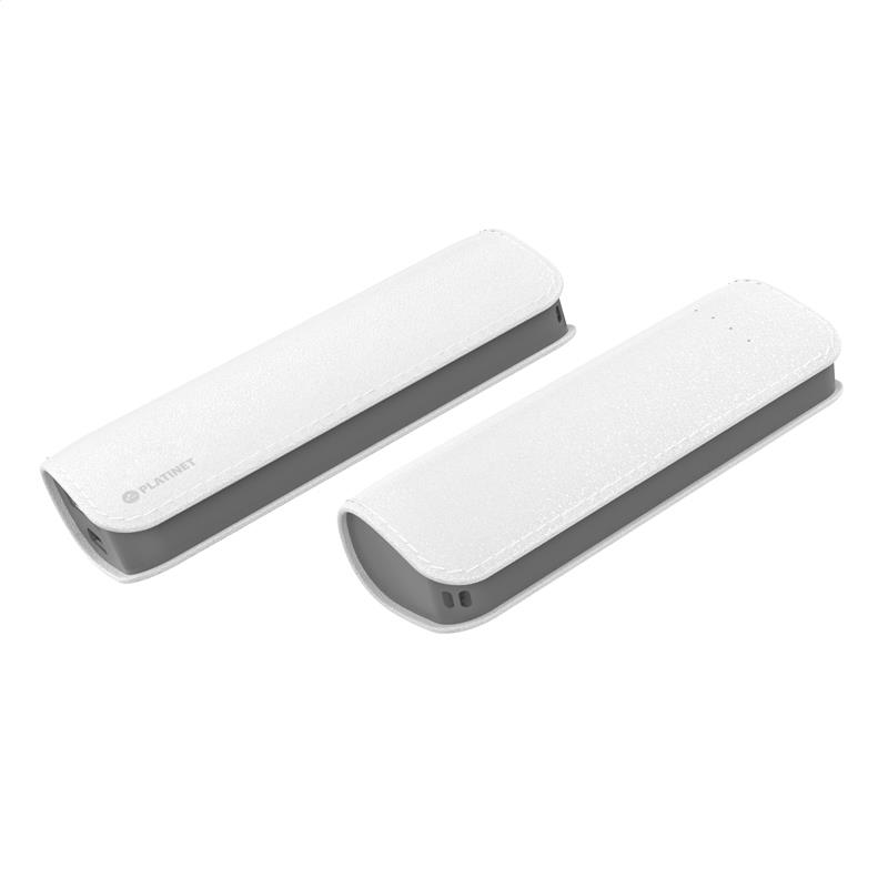 PLATINET POWER BANK LEATHER 2600mAh WHITE microUSB cable 43407