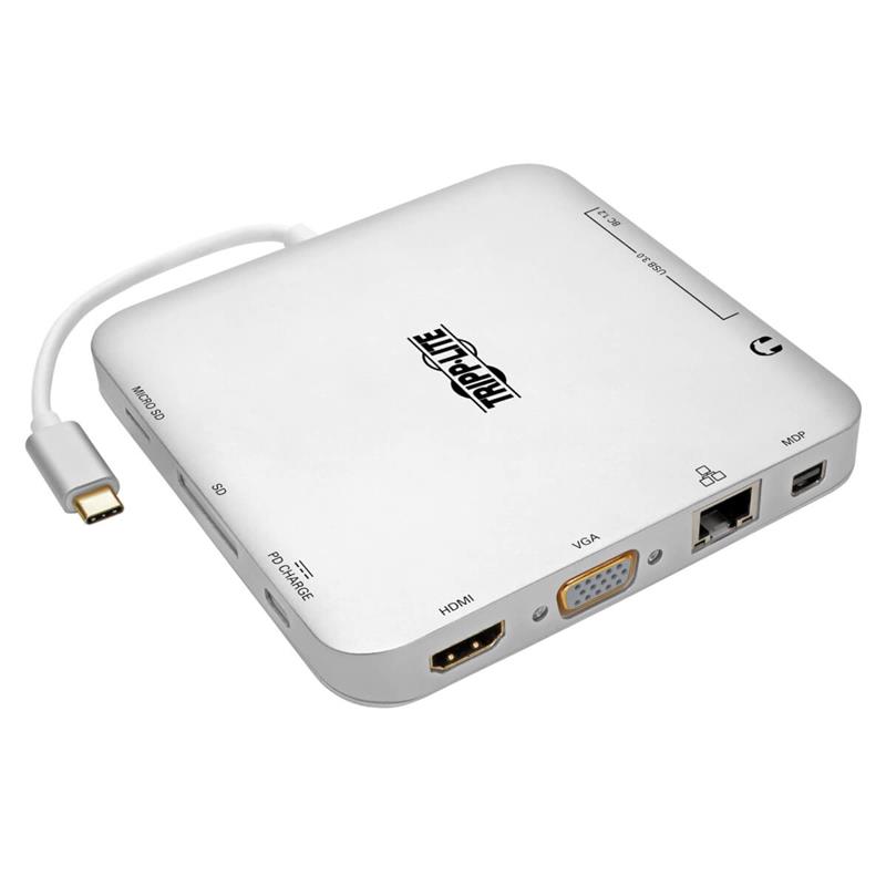Tripp Lite U442-DOCK2-S notebook dock & poortreplicator Bedraad USB 3.2 Gen 2 (3.1 Gen 2) Type-C Zilver