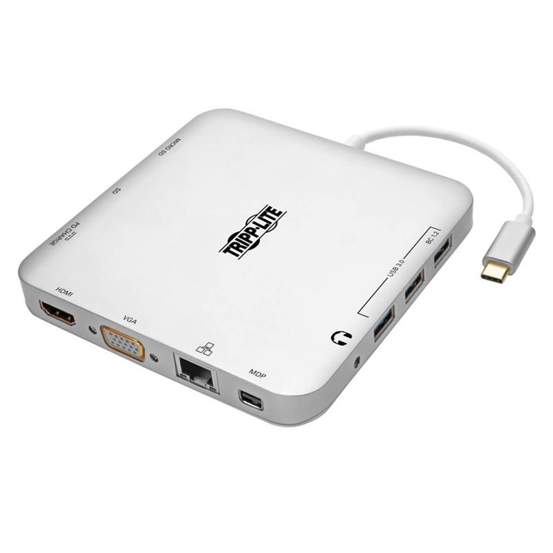 Tripp Lite U442-DOCK2-S notebook dock & poortreplicator Bedraad USB 3.2 Gen 2 (3.1 Gen 2) Type-C Zilver