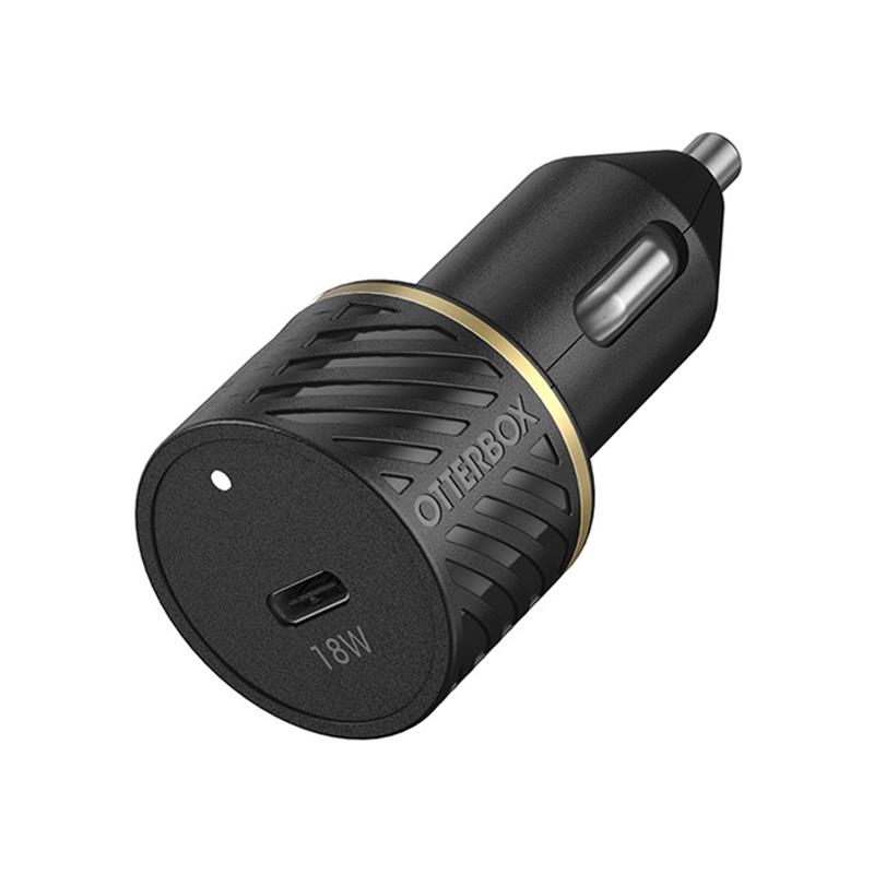 OtterBox Fast Charge Premium Car Charger 18W Nylon Braided Charge Sync Cable USB-C USB-C 1m Black
