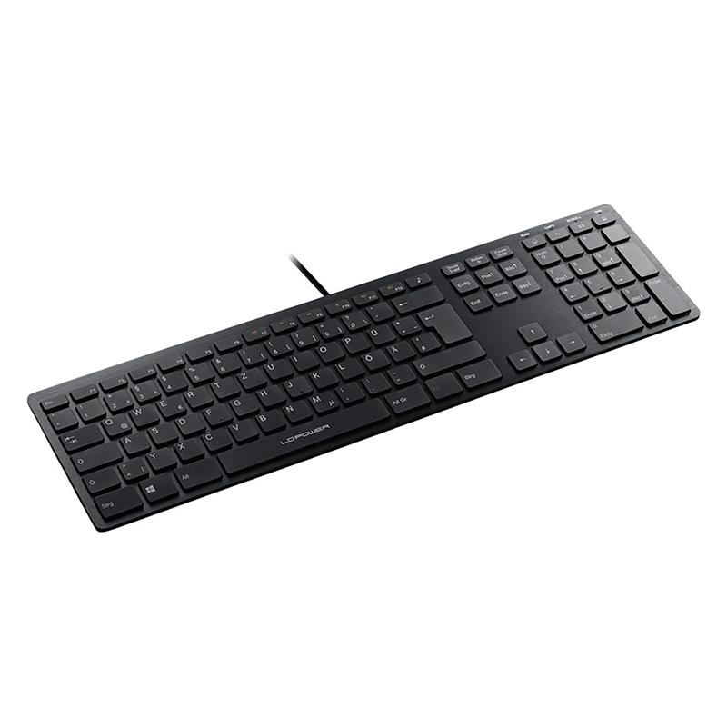 LC-Power LC-KEY-5B-ALU Slim-Design aluminium keyboard DE USB black