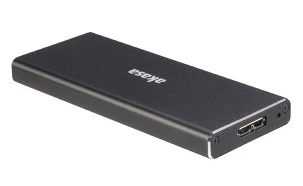 Akasa USB 3 1 Gen1 Aluminium Enclosure for M 2 NGFF SSD Supports 2230 2242 2260 2280 