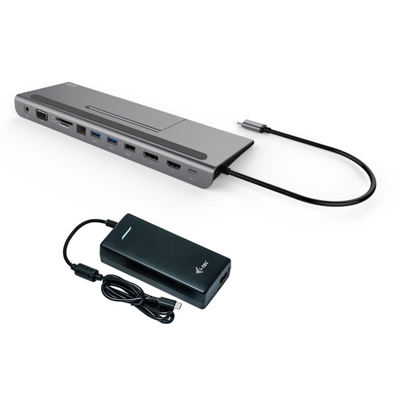 i-tec Metal USB-C Low Profile 4K Triple Display Docking Station with Power Delivery 85 W + Universal Charger 112 W
