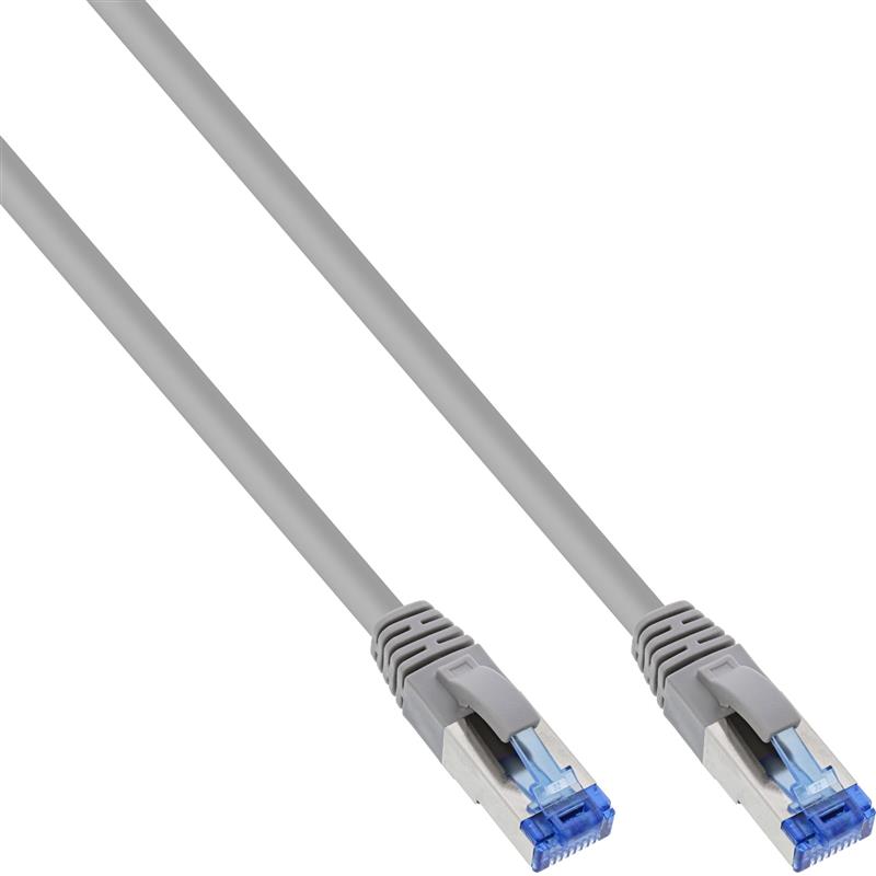 100pcs Bulk-Pack InLine Patch Cable S FTP PiMF Cat 6A halogen free 500MHz grey 0 5m