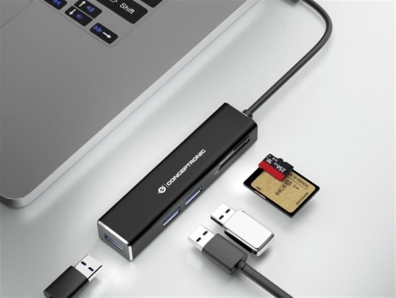 Conceptronic DONN08B interface hub USB 3.2 Gen 1 (3.1 Gen 1) Type-C 5000 Mbit/s Zwart