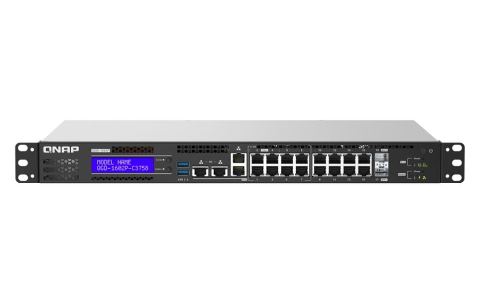 QNAP QGD-1602P Managed L2 2.5G Ethernet (100/1000/2500) Power over Ethernet (PoE) Zwart, Grijs