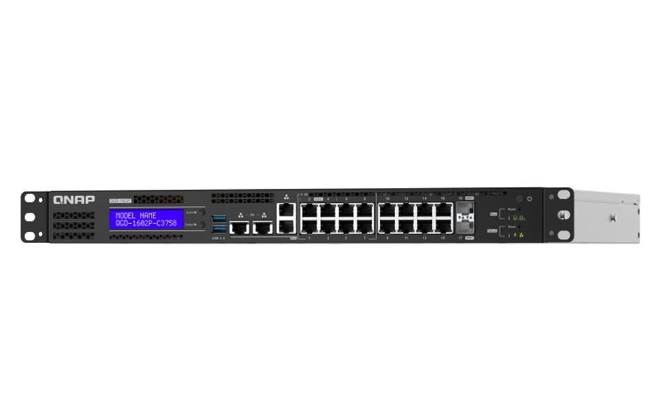 QNAP QGD-1602P Managed L2 2.5G Ethernet (100/1000/2500) Power over Ethernet (PoE) Zwart, Grijs