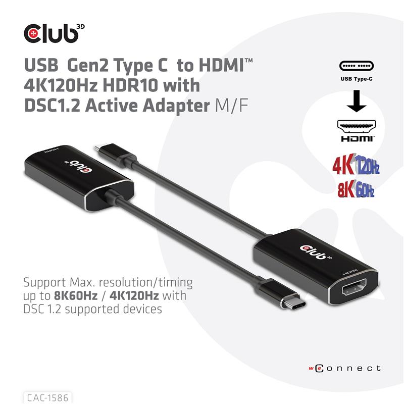 USB TYPE C TO HDMI 4K120HZ HDR WITH DSC1 2 ACTIVE ADAPTER M F