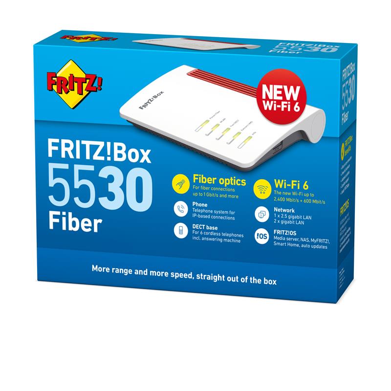 AVM FRITZ!Box 5530 Fibre AON draadloze router Gigabit Ethernet Dual-band (2.4 GHz / 5 GHz) Wit