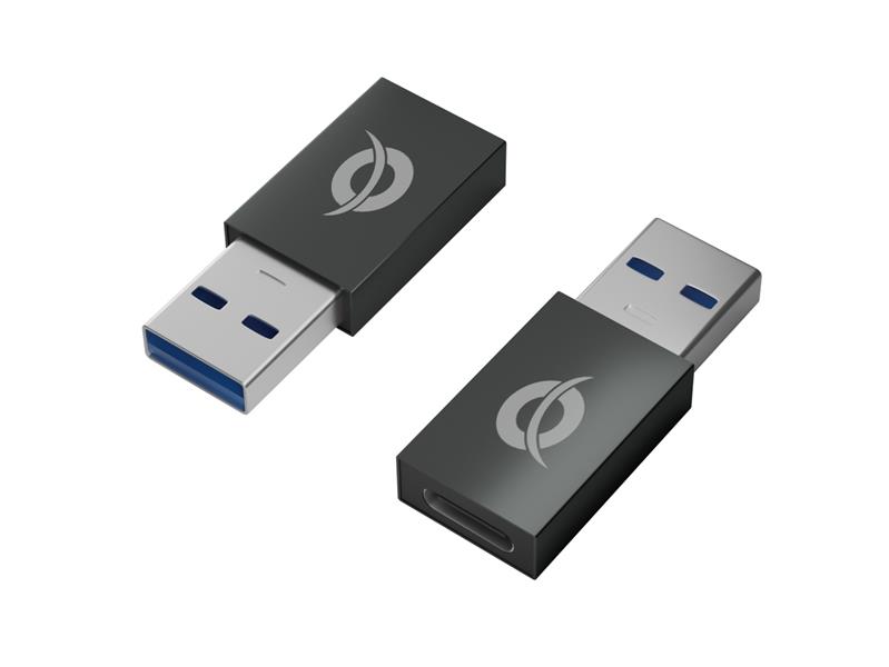 Conceptronic DONN10G tussenstuk voor kabels USB A USB C Zwart