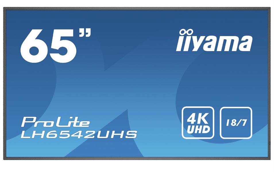 iiyama LH6542UHS-B3 beeldkrant Digitale signage flatscreen 163,8 cm (64.5"") IPS 500 cd/m² 4K Ultra HD Zwart Type processor Android 8.0 18/7