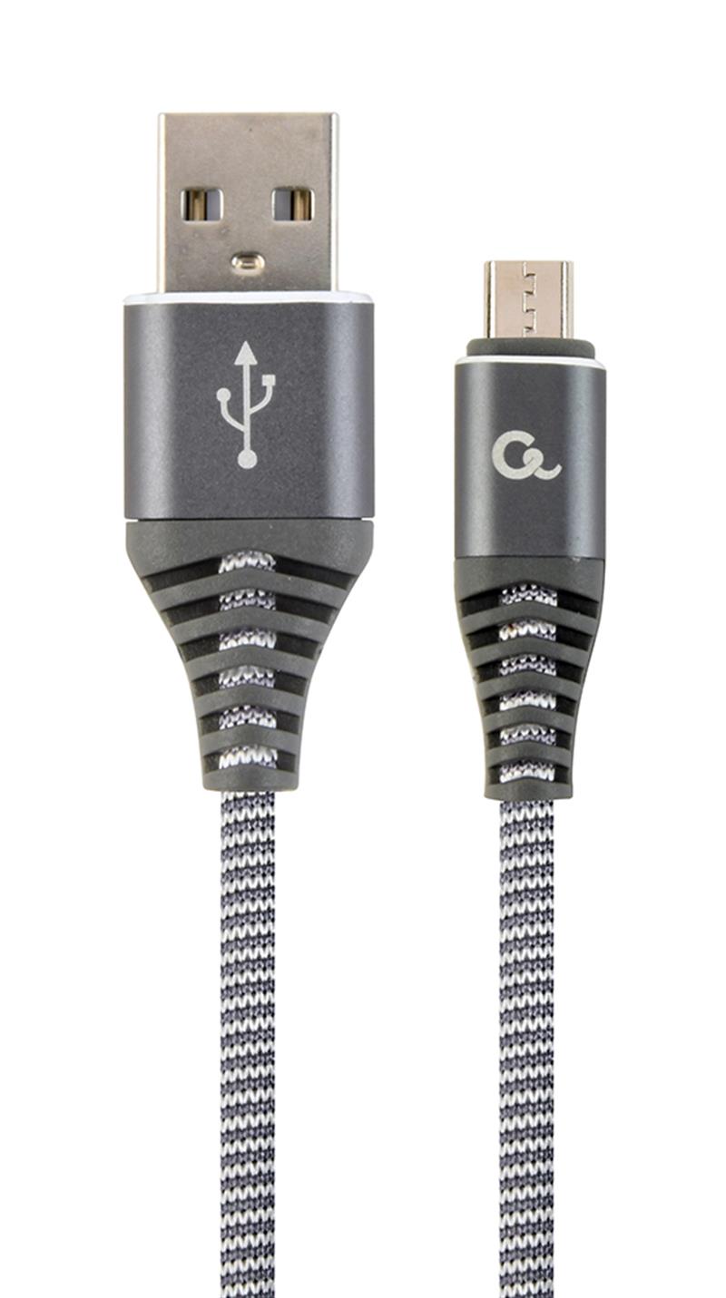 Premium micro-USB laad- datakabel katoen 1 m spacegrey wit