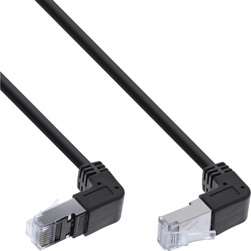 InLine Patch cable up down angled S FTP PiMf Cat 6 250MHz PVC copper black 0 15m